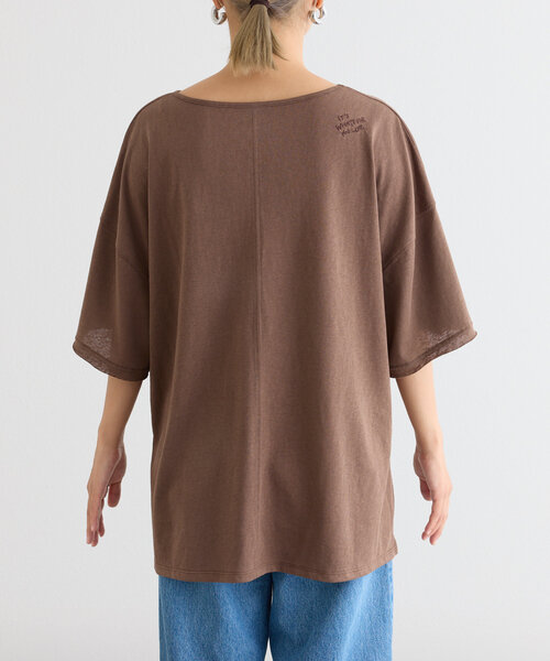 CIAOPANIC TYPY（チャオパニックティピー）の「シアースラブワンポイント刺繍オーバー半袖Tee（Tシャツ/カットソー・レディース・ブラウン/ライトグレー/ホワイト/チャコールグレー/ブラック/サックスブルー・ONE SIZE）」の13枚目の写真