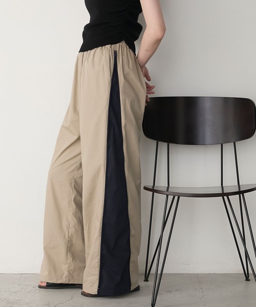 【24SS NEW】FENDI_women / モヘア プリーツフロントパンツ リナシメント RINASCIMENTO センタープレスワイドパンツ （Beige