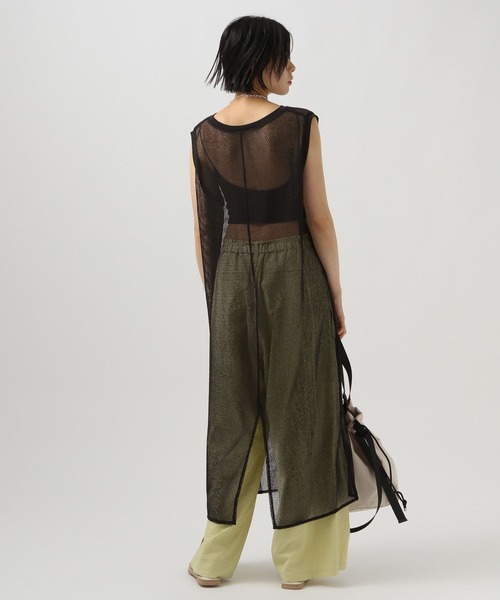 BAYFLOW（ベイフロー）の「[スリット入り]メッシュプルオーバーワンピース（ワンピース・レディース・ブラック/アイボリー/ブラウン・FREE）」の6枚目の写真