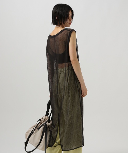 BAYFLOW（ベイフロー）の「[スリット入り]メッシュプルオーバーワンピース（ワンピース・レディース・ブラック/アイボリー/ブラウン・FREE）」の8枚目の写真