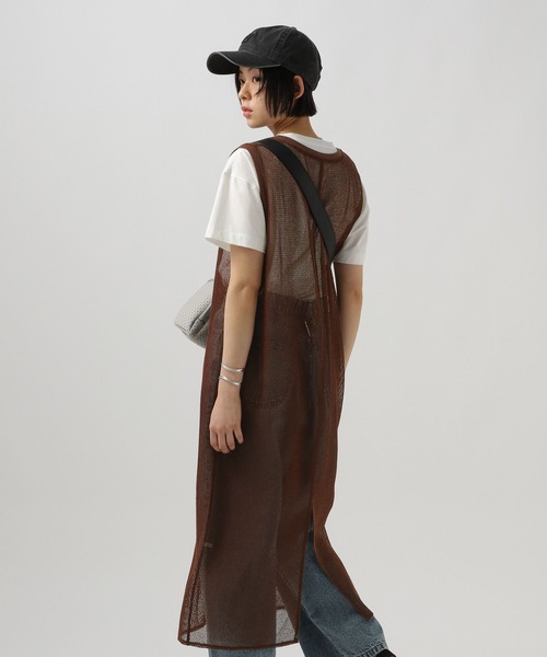 BAYFLOW（ベイフロー）の「[スリット入り]メッシュプルオーバーワンピース（ワンピース・レディース・ブラック/アイボリー/ブラウン・FREE）」の13枚目の写真