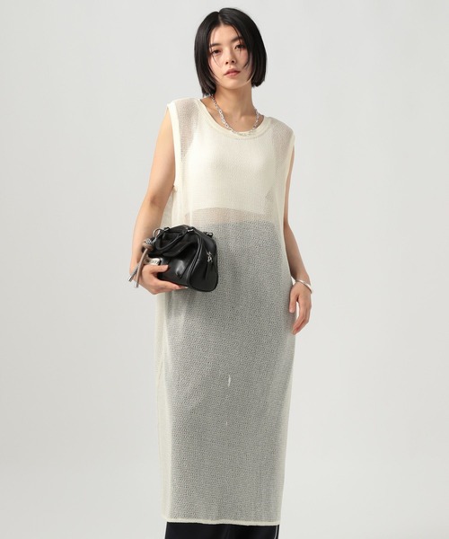 BAYFLOW（ベイフロー）の「[スリット入り]メッシュプルオーバーワンピース（ワンピース・レディース・ブラック/アイボリー/ブラウン・FREE）」の20枚目の写真