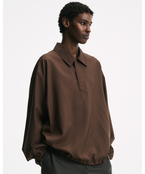 SOPHNET.(ソフネット)の「WASHABLE SUMMER WOOL POLO SHIRT(ポロシャツ・メンズ・ブラック/A/ブラウン・1/2/3/4)」の14枚目の写真