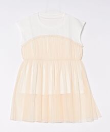 天竺×チュールドッキングフレンチTシャツ