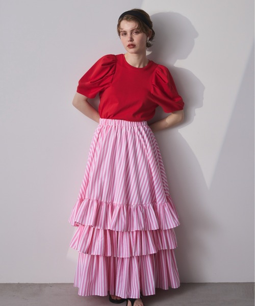 PERNA(ペルナ)の「パフスリーブカットソー(Tシャツ/カットソー・レディース・ブラック/ホワイト/レッド・FREE)」の10枚目の写真