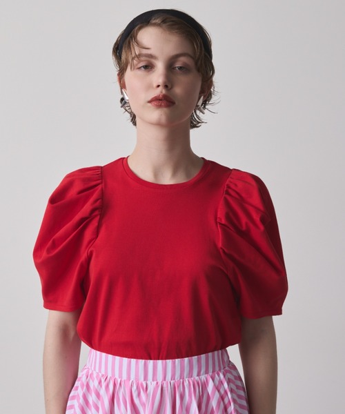 PERNA(ペルナ)の「パフスリーブカットソー(Tシャツ/カットソー・レディース・ブラック/ホワイト/レッド・FREE)」の9枚目の写真