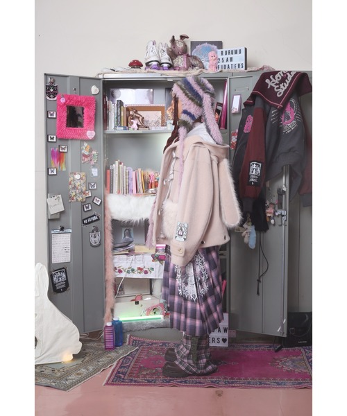 rurumu: フード付きダッフルコート 薄紫 rurumu:（ルルムウ）の「rurumu:/ルルムウ/usa-mimi fur detachable