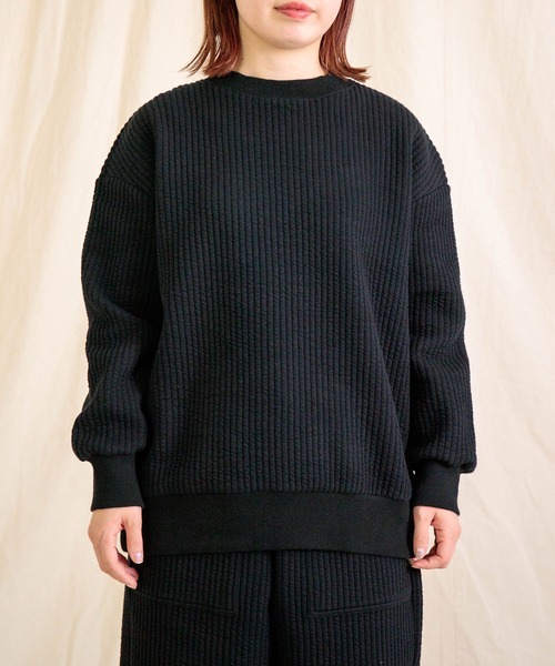 セール】[prit] コールキルト クルーネックプルオーバー（ニット