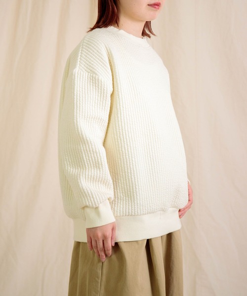 セール】[prit] コールキルト クルーネックプルオーバー（ニット