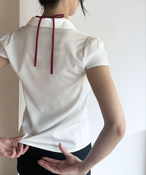 FOLLOWIN（フォロウィン）の「[FLW MADE]パフスリーブ・タイトラインシャツ（シャツ/ブラウス・レディース・ブラック/チェック/ホワイト/ピンク・FREE）」の11枚目の写真