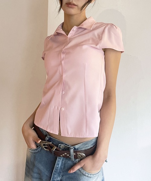 FOLLOWIN（フォロウィン）の「[FLW MADE]パフスリーブ・タイトラインシャツ（シャツ/ブラウス・レディース・ブラック/チェック/ホワイト/ピンク・FREE）」の20枚目の写真