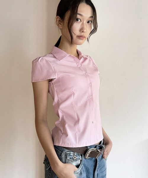 FOLLOWIN（フォロウィン）の「[FLW MADE]パフスリーブ・タイトラインシャツ（シャツ/ブラウス・レディース・ブラック/チェック/ホワイト/ピンク・FREE）」の13枚目の写真