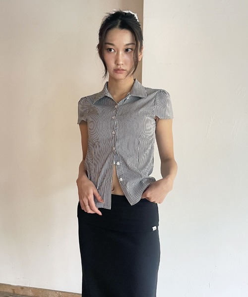 FOLLOWIN（フォロウィン）の「[FLW MADE]パフスリーブ・タイトラインシャツ（シャツ/ブラウス・レディース・ブラック/チェック/ホワイト/ピンク・FREE）」の8枚目の写真