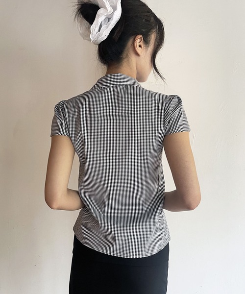 FOLLOWIN（フォロウィン）の「[FLW MADE]パフスリーブ・タイトラインシャツ（シャツ/ブラウス・レディース・ブラック/チェック/ホワイト/ピンク・FREE）」の15枚目の写真