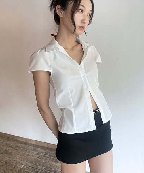 FOLLOWIN（フォロウィン）の「[FLW MADE]パフスリーブ・タイトラインシャツ（シャツ/ブラウス・レディース・ブラック/チェック/ホワイト/ピンク・FREE）」の10枚目の写真