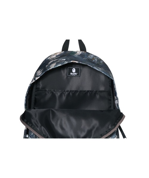 A BATHING APE リュック　黒 デイパック リュックサック ロゴプリント ナイロン 黒 ブラック