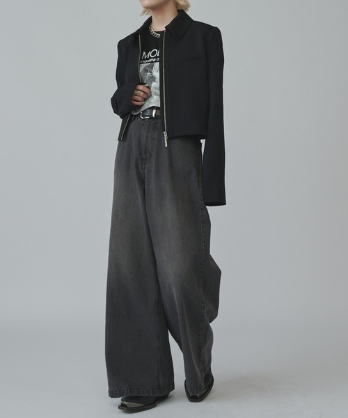 mi-企画】ダブルジップショートジャケット（テーラードジャケット