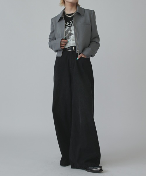 セール】【mi-企画】ダブルジップショートジャケット（テーラード