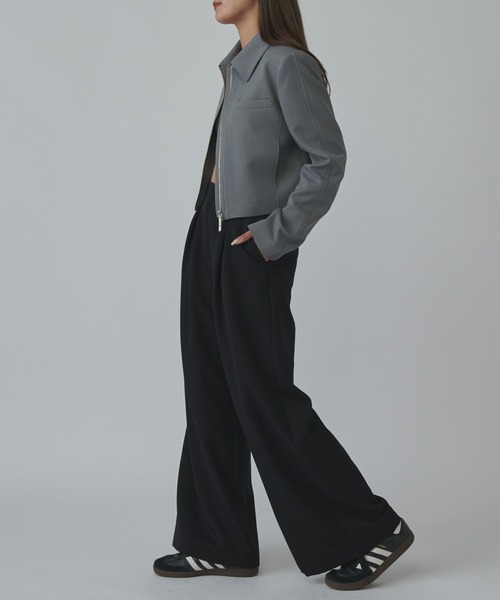 mi-企画】ダブルジップショートジャケット（テーラードジャケット