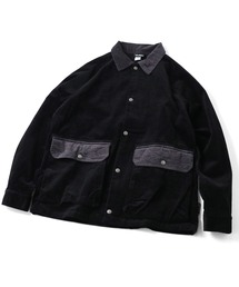 メンズのカバーオール（ブラック/黒色系・コーデュロイ）ファッション