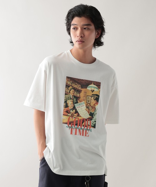 RAGEBLUE(レイジブルー)の「レトロフォトプリントTシャツ(Tシャツ/カットソー・メンズ・ホワイト/ベージュ系その他2/ブラック・MEDIUM/LARGE)」の7枚目の写真