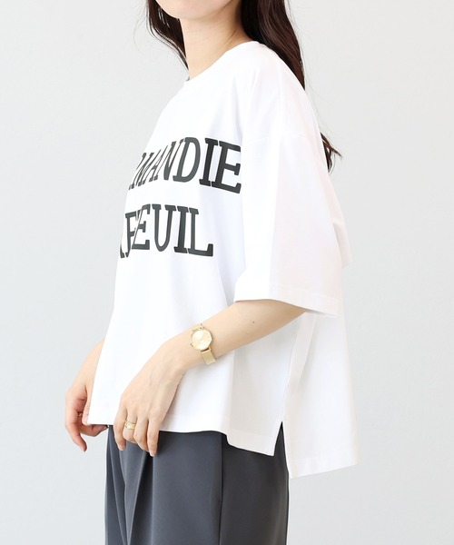 Aletta vita(アレッタビータ)の「接触冷感サイドスリットロゴプルオーバー(Tシャツ/カットソー・レディース・ネイビー/オフホワイト・M)」の21枚目の写真