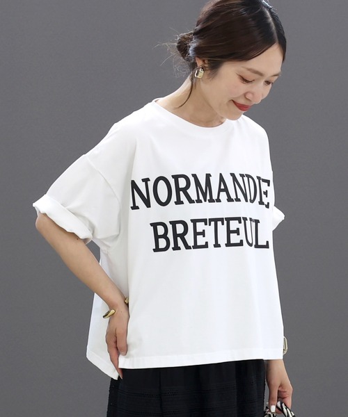 Aletta vita(アレッタビータ)の「接触冷感サイドスリットロゴプルオーバー(Tシャツ/カットソー・レディース・ネイビー/オフホワイト・M)」の7枚目の写真