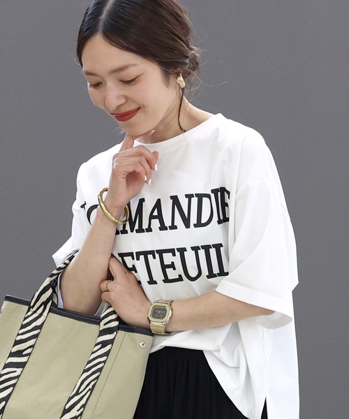 Aletta vita(アレッタビータ)の「接触冷感サイドスリットロゴプルオーバー(Tシャツ/カットソー・レディース・ネイビー/オフホワイト・M)」の9枚目の写真