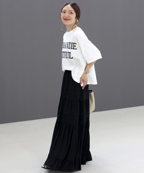 Aletta vita(アレッタビータ)の「接触冷感サイドスリットロゴプルオーバー(Tシャツ/カットソー・レディース・ネイビー/オフホワイト・M)」の12枚目の写真