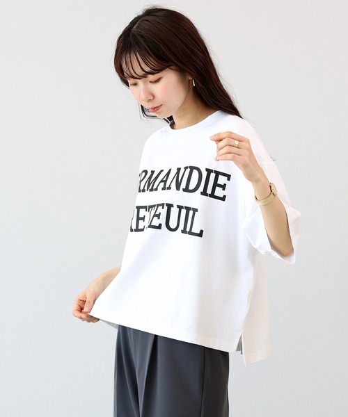 Aletta vita(アレッタビータ)の「接触冷感サイドスリットロゴプルオーバー(Tシャツ/カットソー・レディース・ネイビー/オフホワイト・M)」の5枚目の写真