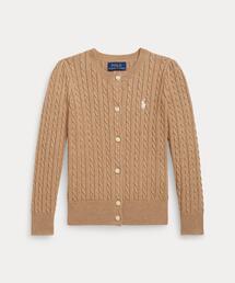 Polo Ralph Lauren ペプラム　コットンカーディガン XL ケーブルニット コットン ペプラム カーディガン（カーディガン