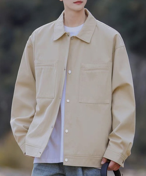 TOBEE】ヴィンテージ風 デニムジャケット/ 襟レザー ハンティング