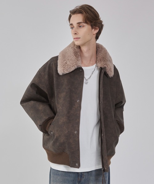 WEGO(ウィゴー)の「WEGO/PU2WAYフライトブルゾン(ブルゾン・メンズ・ブラック/ブラウン系その他・LARGE/MEDIUM)」の2枚目の写真