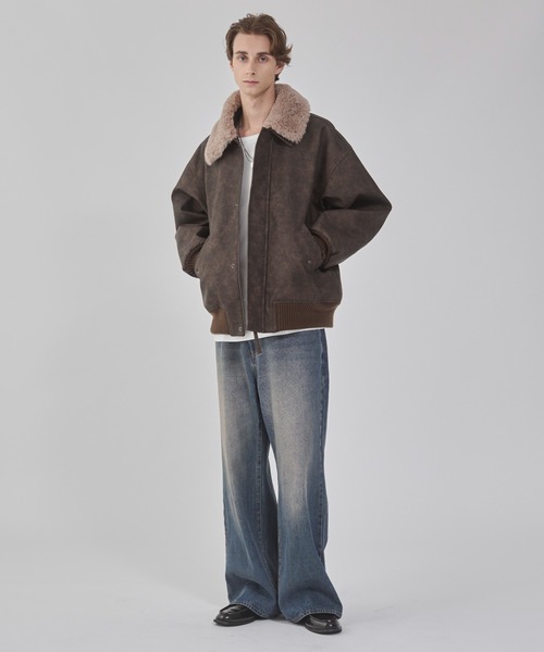 WEGO(ウィゴー)の「WEGO/PU2WAYフライトブルゾン(ブルゾン・メンズ・ブラック/ブラウン系その他・LARGE/MEDIUM)」の4枚目の写真