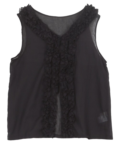 KOBE LETTUCE（コウベレタス）の「2wayシアーガーゼフリルジレ（ベスト・レディース・グレイッシュベージュ/ブラック/ブルー・M）」の13枚目の写真