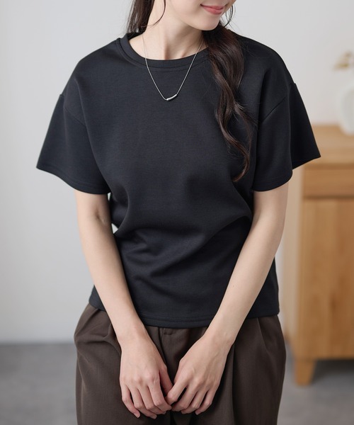 Lace Ladies(レースレディース)の「ソリッドカラー クルーネック ドロップショルダー 半袖 Tシャツ(Tシャツ/カットソー・レディース・ブルーグレー/ブラック/ライトグレー/ダークグレー・FREE/S)」の1枚目の写真