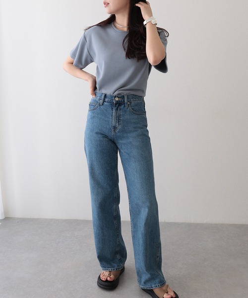 Lace Ladies(レースレディース)の「ソリッドカラー クルーネック ドロップショルダー 半袖 Tシャツ(Tシャツ/カットソー・レディース・ブルーグレー/ブラック/ライトグレー/ダークグレー・FREE/S)」の9枚目の写真