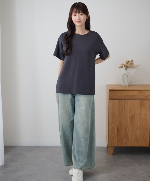 Lace Ladies(レースレディース)の「ソリッドカラー クルーネック ドロップショルダー 半袖 Tシャツ(Tシャツ/カットソー・レディース・ブルーグレー/ブラック/ライトグレー/ダークグレー・FREE/S)」の18枚目の写真