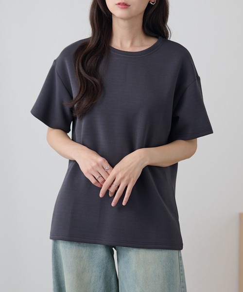 Lace Ladies(レースレディース)の「ソリッドカラー クルーネック ドロップショルダー 半袖 Tシャツ(Tシャツ/カットソー・レディース・ブルーグレー/ブラック/ライトグレー/ダークグレー・FREE/S)」の19枚目の写真