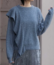 Munich | 7GG片畦編みニットドレープショールプルオーバー(ニット/セーター)