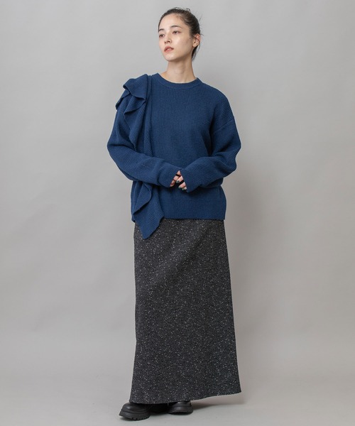 Munich（ミューニック）の「7GG片畦編みニットドレープショールプルオーバー（ニット/セーター・レディース・ライトベージュ/グレー/ネイビー・FREE）」の9枚目の写真