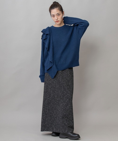 Munich（ミューニック）の「7GG片畦編みニットドレープショールプルオーバー（ニット/セーター・レディース・ライトベージュ/グレー/ネイビー・FREE）」の10枚目の写真