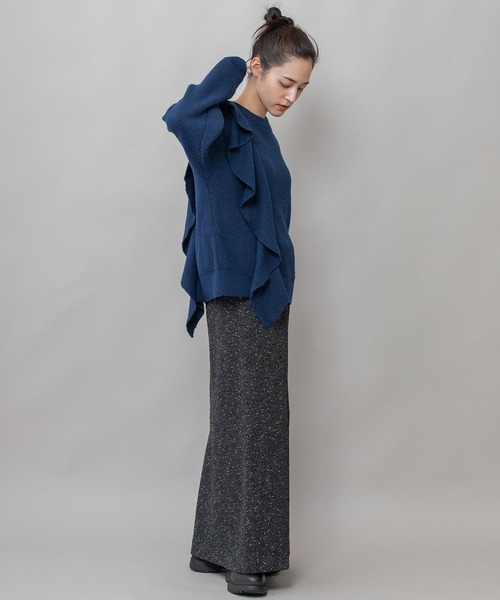 Munich（ミューニック）の「7GG片畦編みニットドレープショールプルオーバー（ニット/セーター・レディース・ライトベージュ/グレー/ネイビー・FREE）」の8枚目の写真