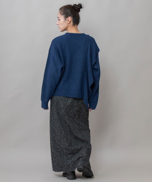 Munich（ミューニック）の「7GG片畦編みニットドレープショールプルオーバー（ニット/セーター・レディース・ライトベージュ/グレー/ネイビー・FREE）」の7枚目の写真