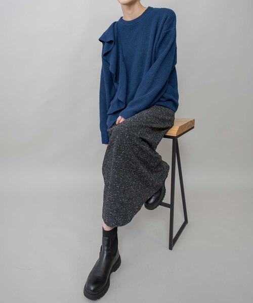 Munich（ミューニック）の「7GG片畦編みニットドレープショールプルオーバー（ニット/セーター・レディース・ライトベージュ/グレー/ネイビー・FREE）」の12枚目の写真