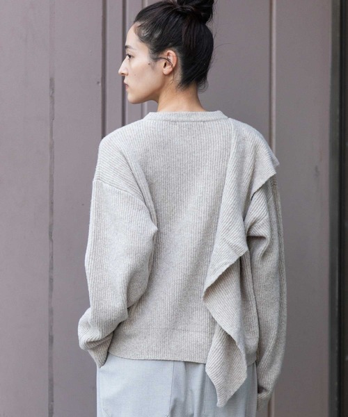 Munich（ミューニック）の「7GG片畦編みニットドレープショールプルオーバー（ニット/セーター・レディース・ライトベージュ/グレー/ネイビー・FREE）」の15枚目の写真