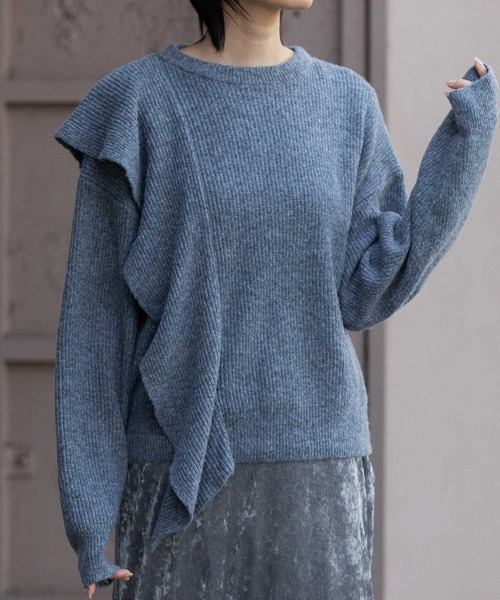 Munich（ミューニック）の「7GG片畦編みニットドレープショールプルオーバー（ニット/セーター・レディース・ライトベージュ/グレー/ネイビー・FREE）」の19枚目の写真