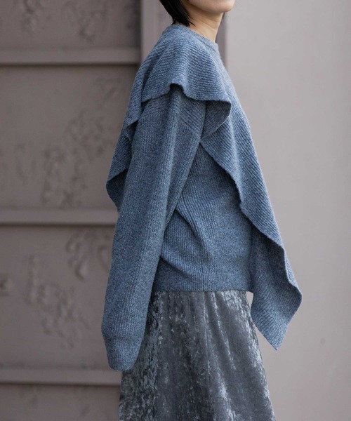 Munich（ミューニック）の「7GG片畦編みニットドレープショールプルオーバー（ニット/セーター・レディース・ライトベージュ/グレー/ネイビー・FREE）」の20枚目の写真