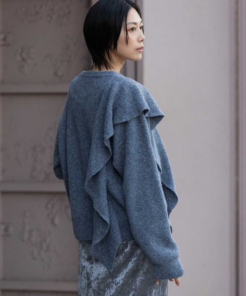 Munich（ミューニック）の「7GG片畦編みニットドレープショールプルオーバー（ニット/セーター・レディース・ライトベージュ/グレー/ネイビー・FREE）」の21枚目の写真