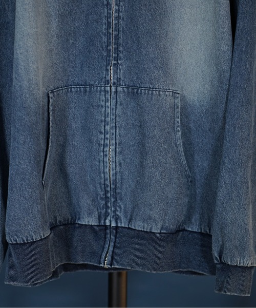 unrelaxing(アンリラクシング)の「ビッグシルエット ヴィンテージライク デニムファージャケット / デニムブルゾン / Gジャン デニムジャケット / デニムファーブルゾン / ファー付きデニムパーカー(ブルゾン・メンズ・ブラック/インディゴブルー/ブラック系その他・LARGE/MEDIUM)」の8枚目の写真